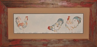 watercolor roosters