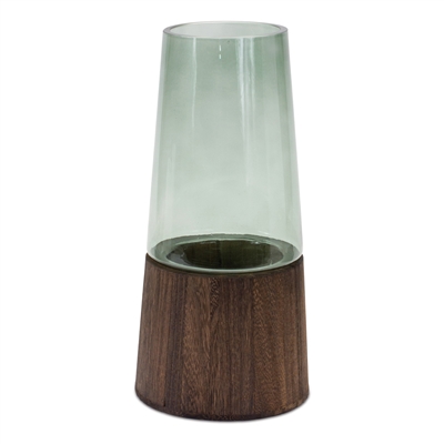 glass wood vase (wood at bottom)