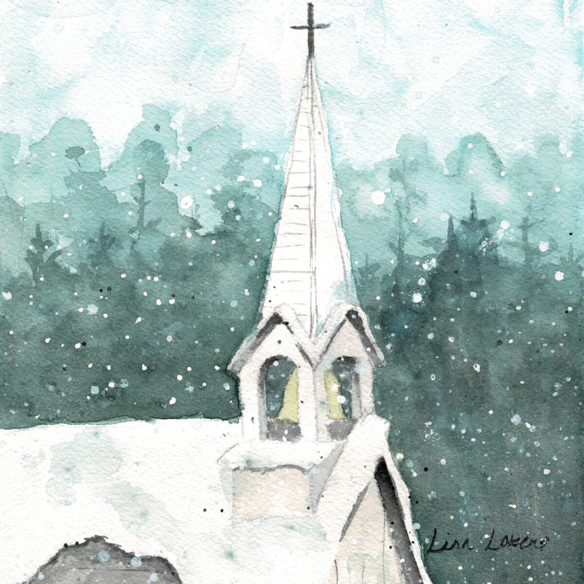 Snowy Church Steeple 8x10