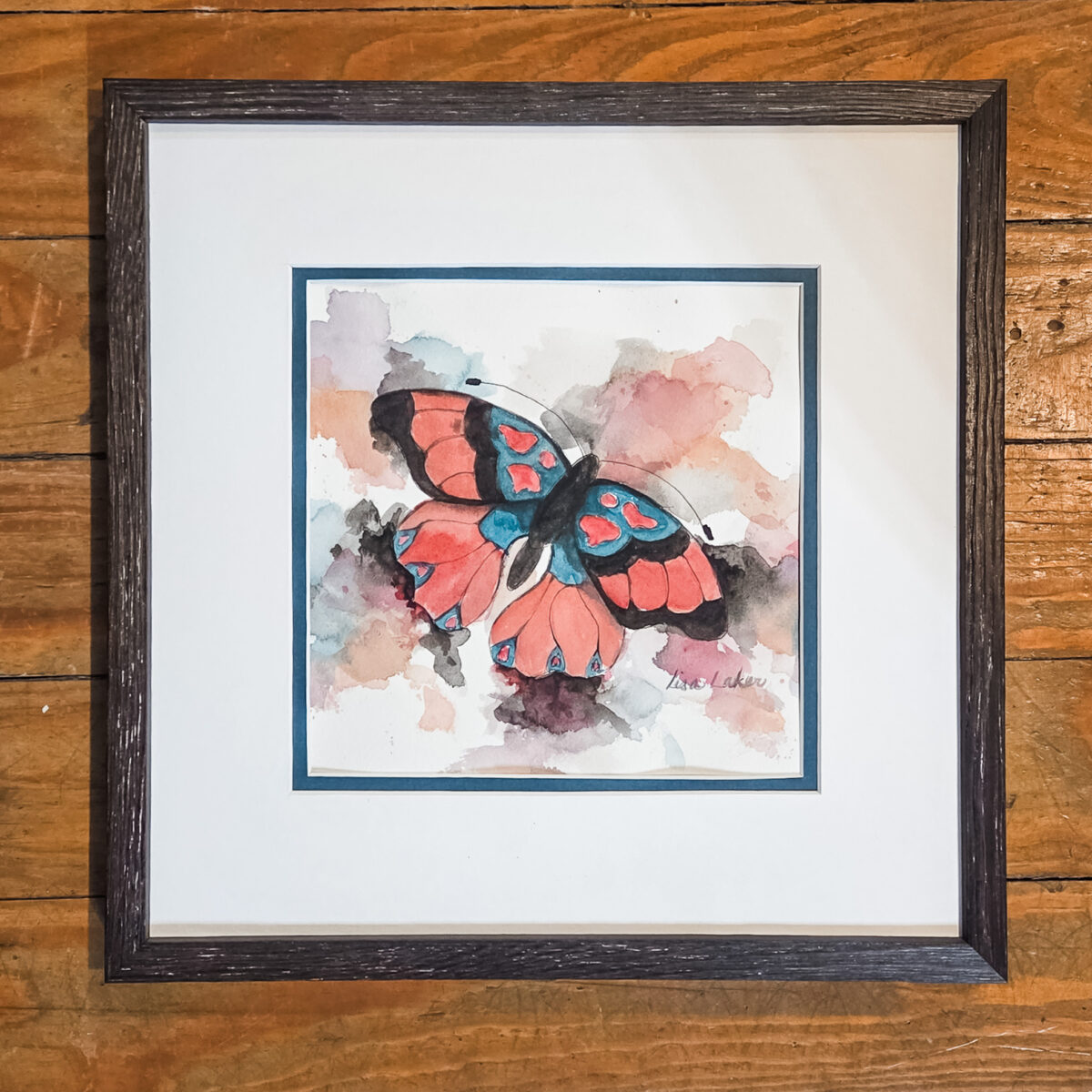 Framed Pink Butterfly Original
