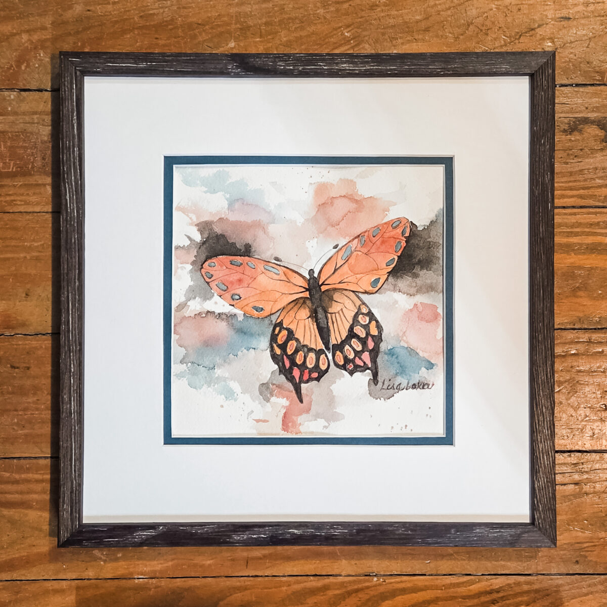 Framed Orange Butterfly Original