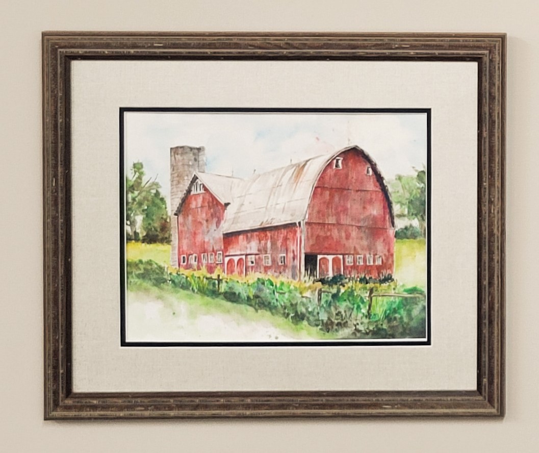 ORIGINAL Red Barn with Silo